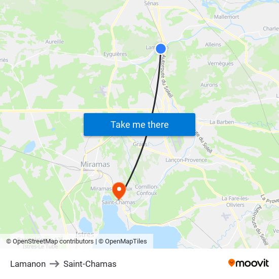 Lamanon to Saint-Chamas map