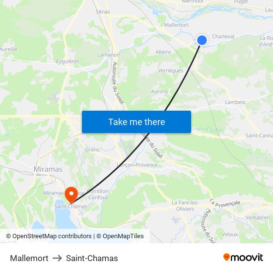 Mallemort to Saint-Chamas map