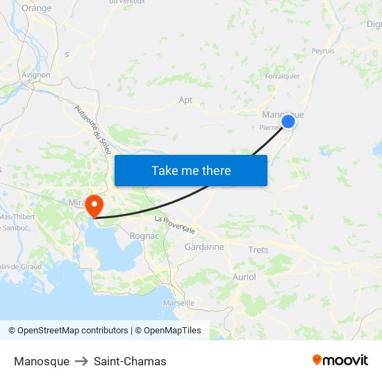 Manosque to Saint-Chamas map