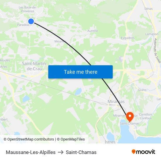 Maussane-Les-Alpilles to Saint-Chamas map