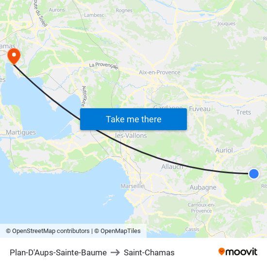 Plan-D'Aups-Sainte-Baume to Saint-Chamas map