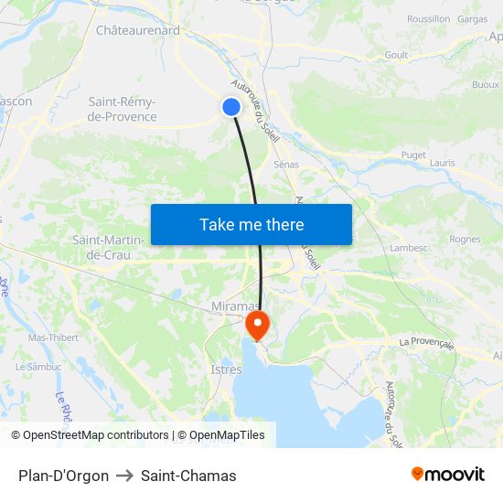 Plan-D'Orgon to Saint-Chamas map