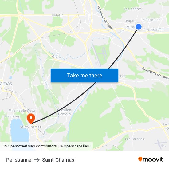 Pélissanne to Saint-Chamas map