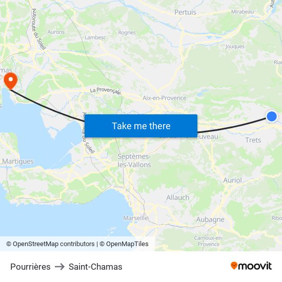 Pourrières to Saint-Chamas map