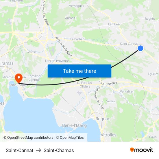 Saint-Cannat to Saint-Chamas map