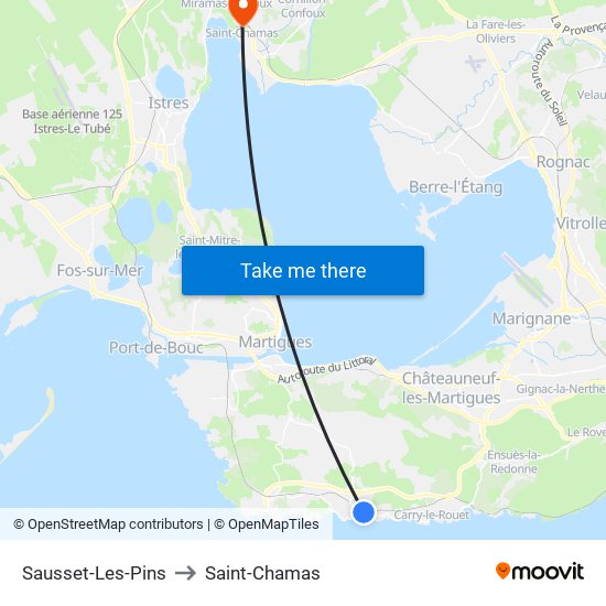 Sausset-Les-Pins to Saint-Chamas map