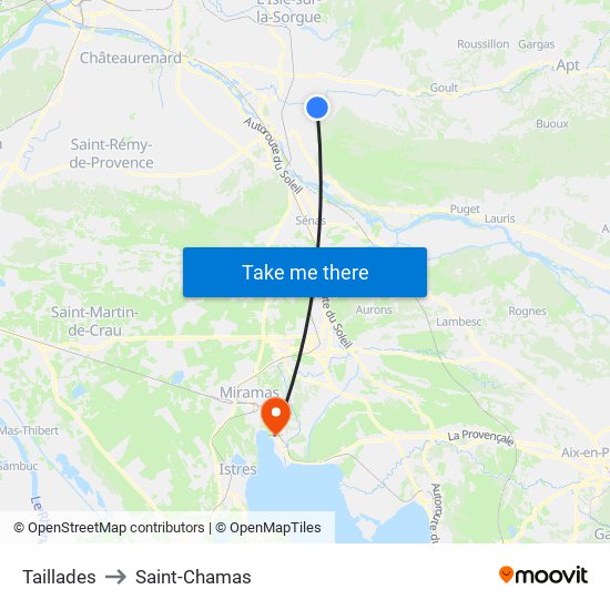 Taillades to Saint-Chamas map