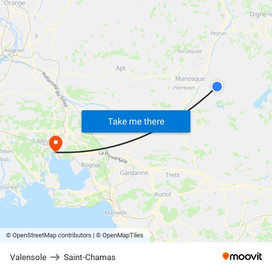 Valensole to Saint-Chamas map