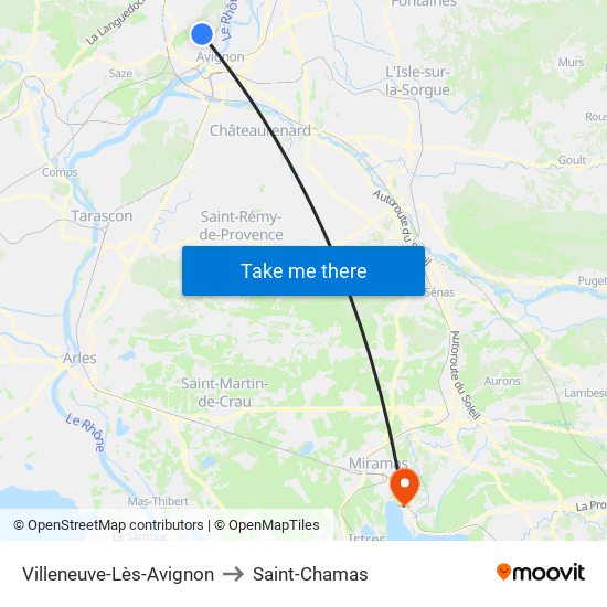 Villeneuve-Lès-Avignon to Saint-Chamas map