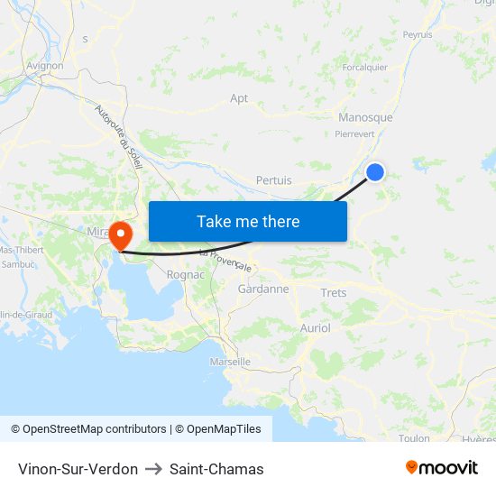 Vinon-Sur-Verdon to Saint-Chamas map