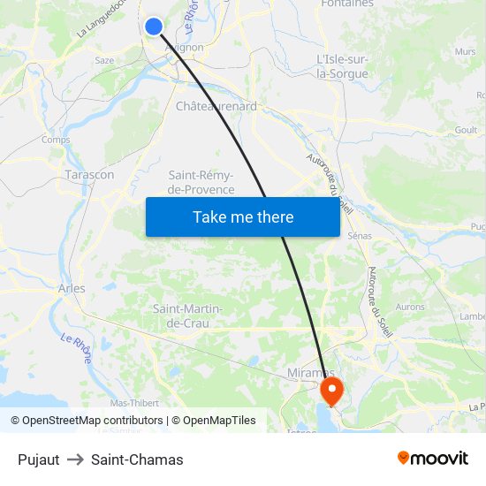 Pujaut to Saint-Chamas map