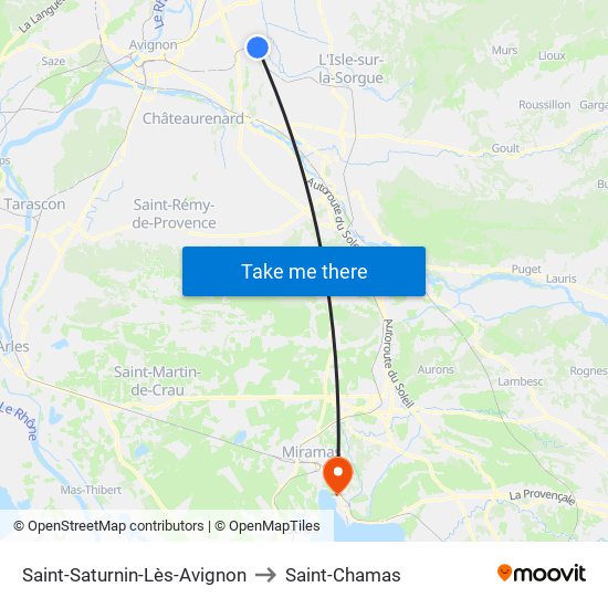 Saint-Saturnin-Lès-Avignon to Saint-Chamas map