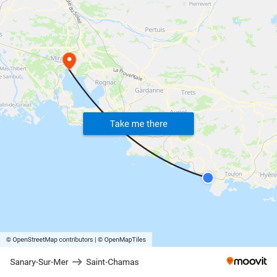 Sanary-Sur-Mer to Saint-Chamas map