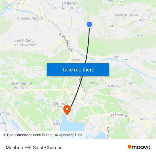 Maubec to Saint-Chamas map