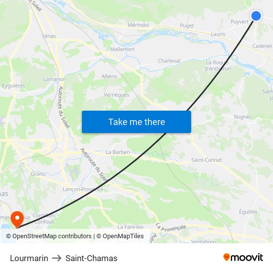 Lourmarin to Saint-Chamas map