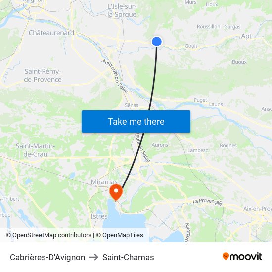 Cabrières-D'Avignon to Saint-Chamas map