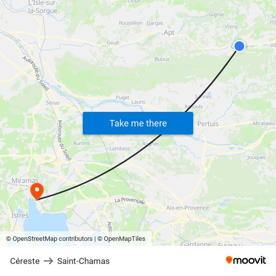 Céreste to Saint-Chamas map