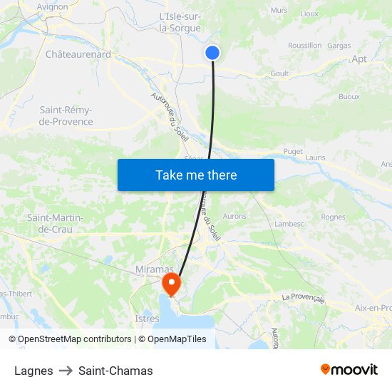 Lagnes to Saint-Chamas map