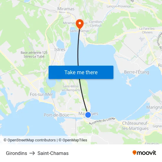 Girondins to Saint-Chamas map