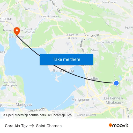 Gare Aix Tgv to Saint-Chamas map