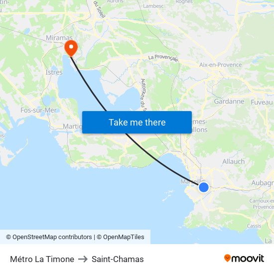 Métro La Timone to Saint-Chamas map