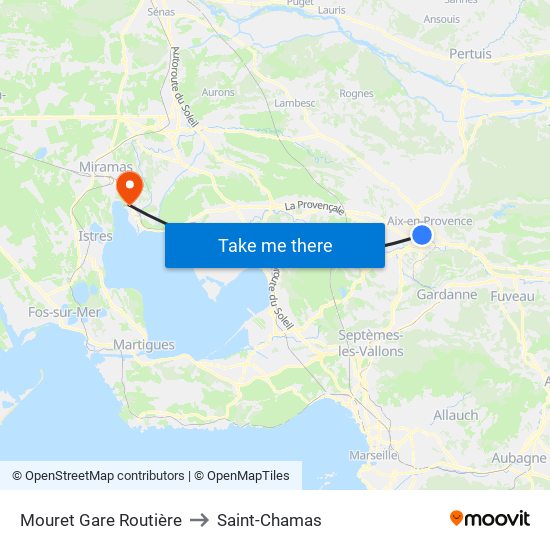 Mouret Gare Routière to Saint-Chamas map