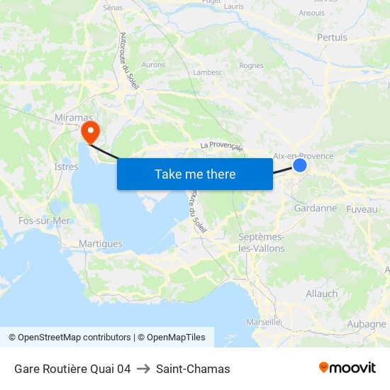 Gare Routière Quai 04 to Saint-Chamas map