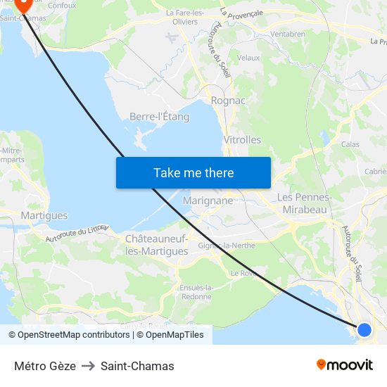 Métro Gèze to Saint-Chamas map