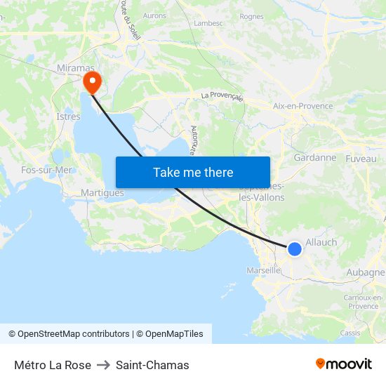 Métro La Rose to Saint-Chamas map