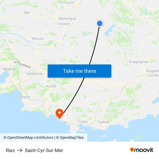 Riez to Saint-Cyr-Sur-Mer map