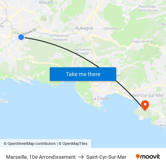 Marseille, 10e Arrondissement to Saint-Cyr-Sur-Mer map