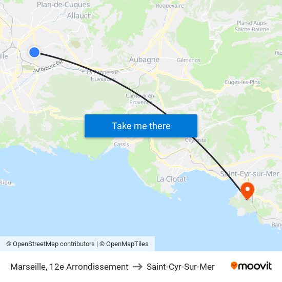 Marseille, 12e Arrondissement to Saint-Cyr-Sur-Mer map
