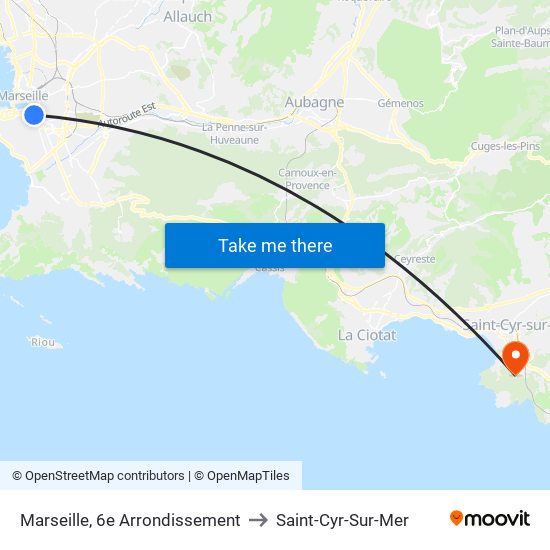 Marseille, 6e Arrondissement to Saint-Cyr-Sur-Mer map