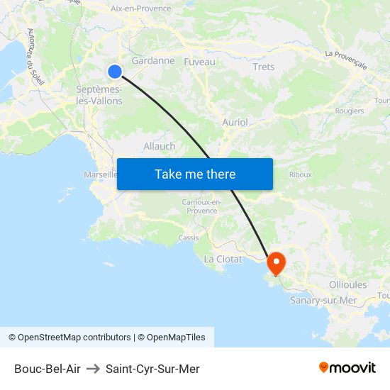 Bouc-Bel-Air to Saint-Cyr-Sur-Mer map