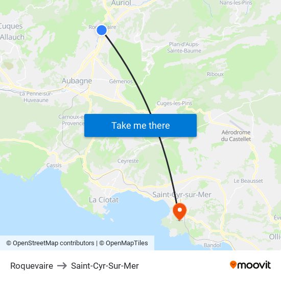 Roquevaire to Saint-Cyr-Sur-Mer map