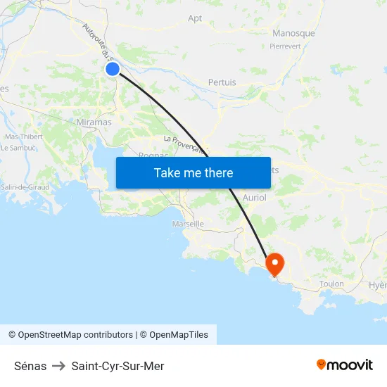 Sénas to Saint-Cyr-Sur-Mer map