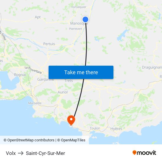 Volx to Saint-Cyr-Sur-Mer map