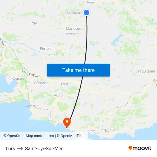 Lurs to Saint-Cyr-Sur-Mer map