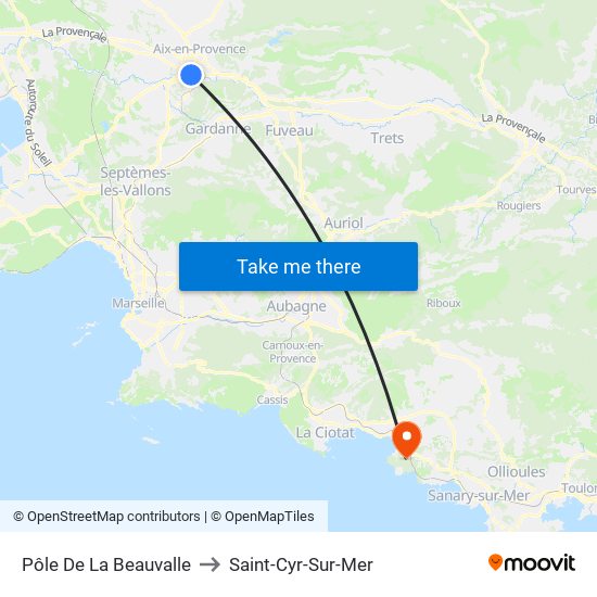 Pôle De La Beauvalle to Saint-Cyr-Sur-Mer map