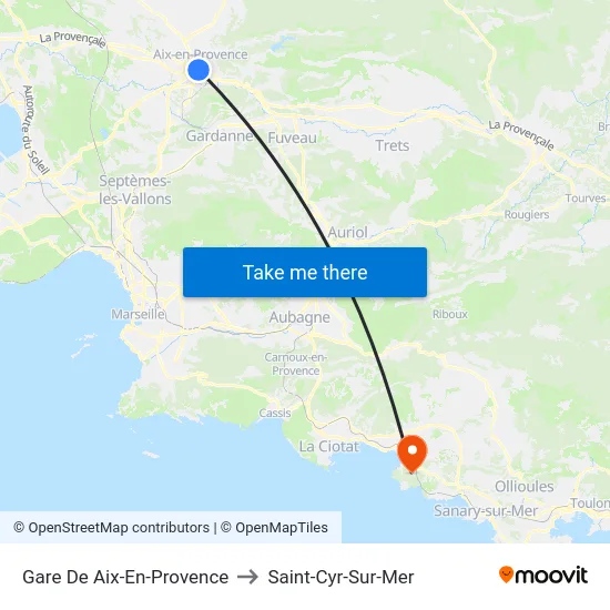 Gare De Aix-En-Provence to Saint-Cyr-Sur-Mer map