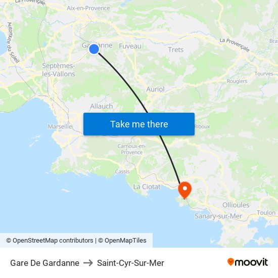 Gare De Gardanne to Saint-Cyr-Sur-Mer map