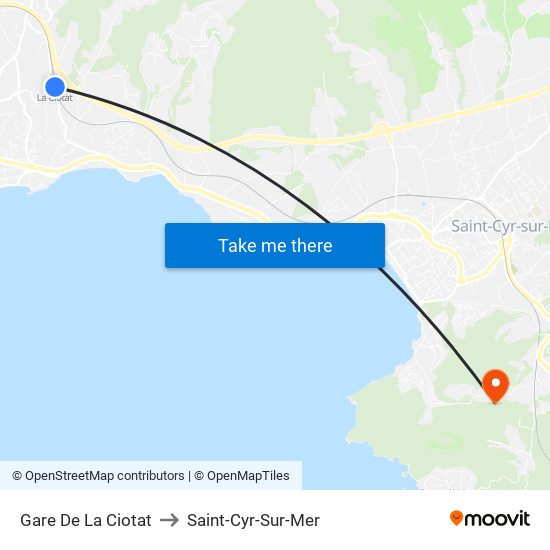 Gare De La Ciotat to Saint-Cyr-Sur-Mer map