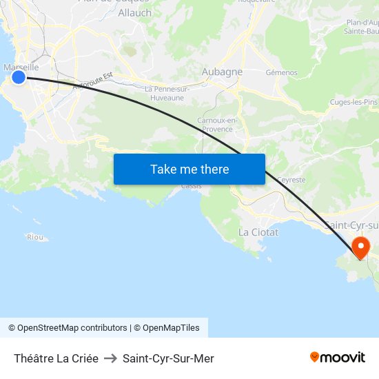 Théâtre La Criée to Saint-Cyr-Sur-Mer map