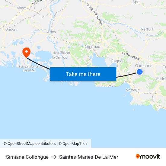 Simiane-Collongue to Saintes-Maries-De-La-Mer map