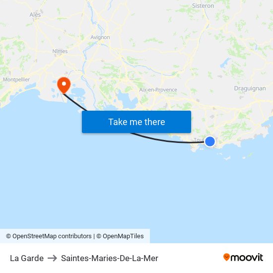 La Garde to Saintes-Maries-De-La-Mer map
