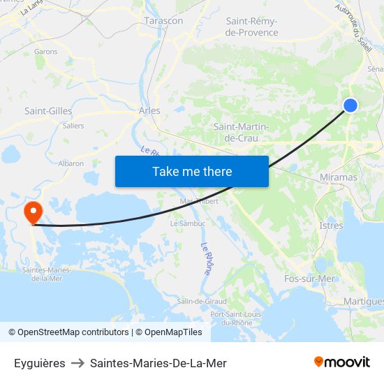 Eyguières to Saintes-Maries-De-La-Mer map