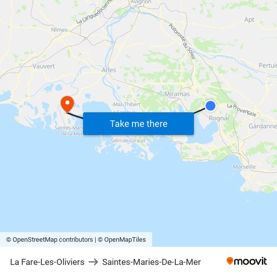 La Fare-Les-Oliviers to Saintes-Maries-De-La-Mer map