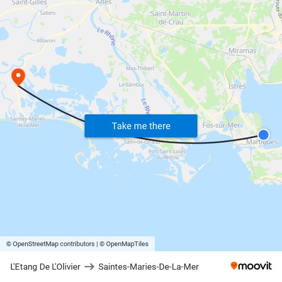 L'Etang De L'Olivier to Saintes-Maries-De-La-Mer map