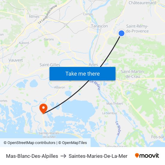 Mas-Blanc-Des-Alpilles to Saintes-Maries-De-La-Mer map