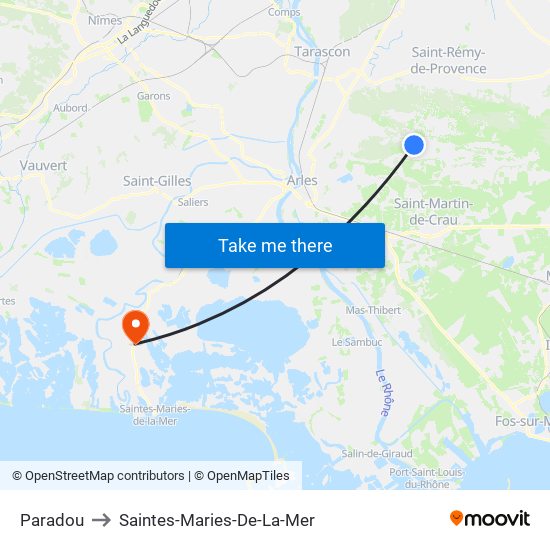 Paradou to Saintes-Maries-De-La-Mer map